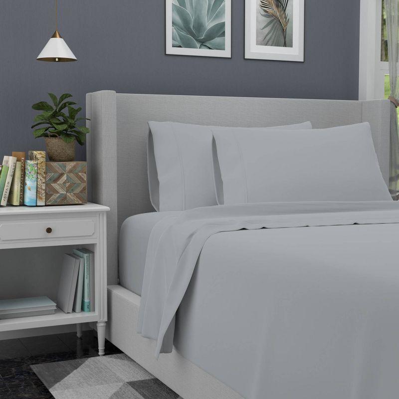 Luxurious Full/Double Deep Pocket Percale Sheet Set in Light Gray