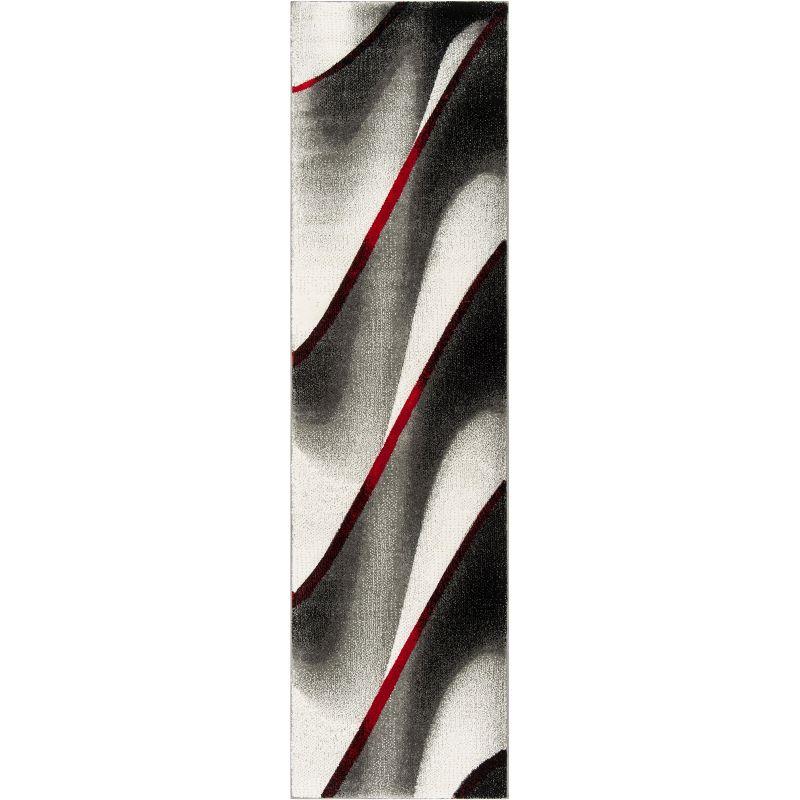 Hollywood HLW712 Machine Made Runner Rug - 2'3"x20' - Grey/Red - Safavieh