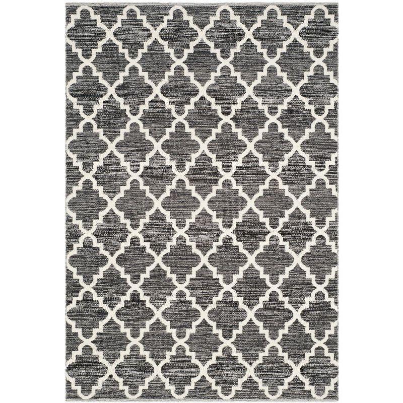 Coastal Charm Ivory & Black Handwoven Cotton 5'x8' Rug