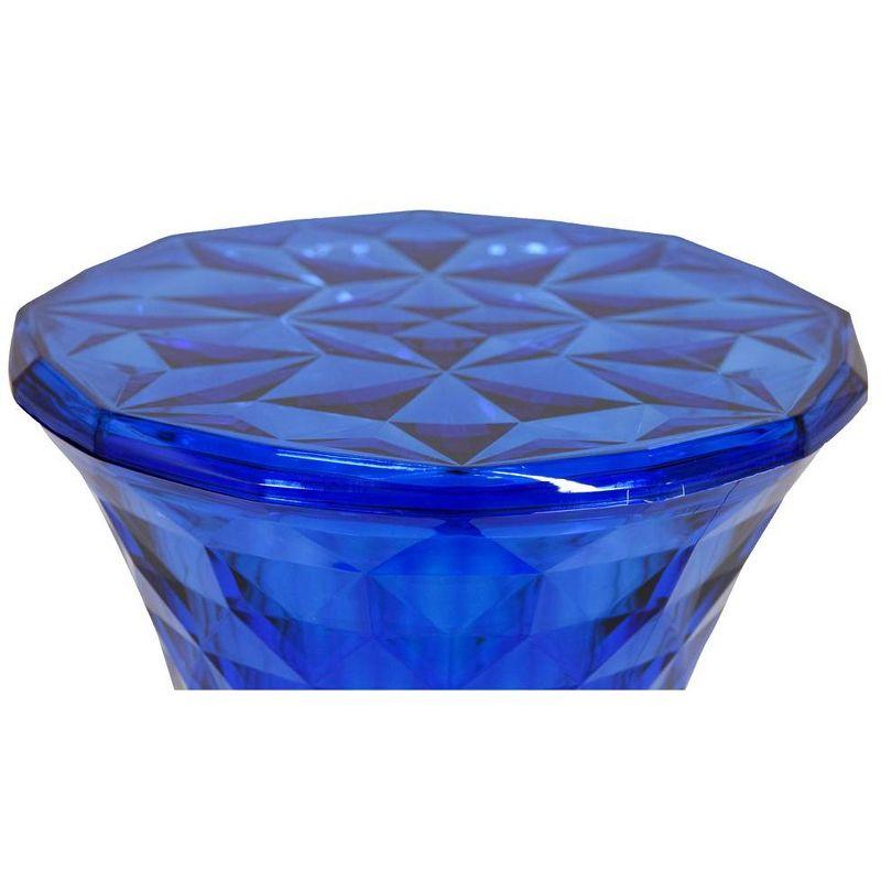 LeisureMod Vanity Modern Stool/Side Table, Transparent Blue