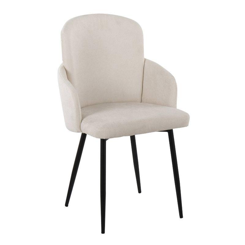 Set of 2 Dahlia Dining Chairs Black/Cream - LumiSource: Metal Legs, Upholstered, Contemporary Design