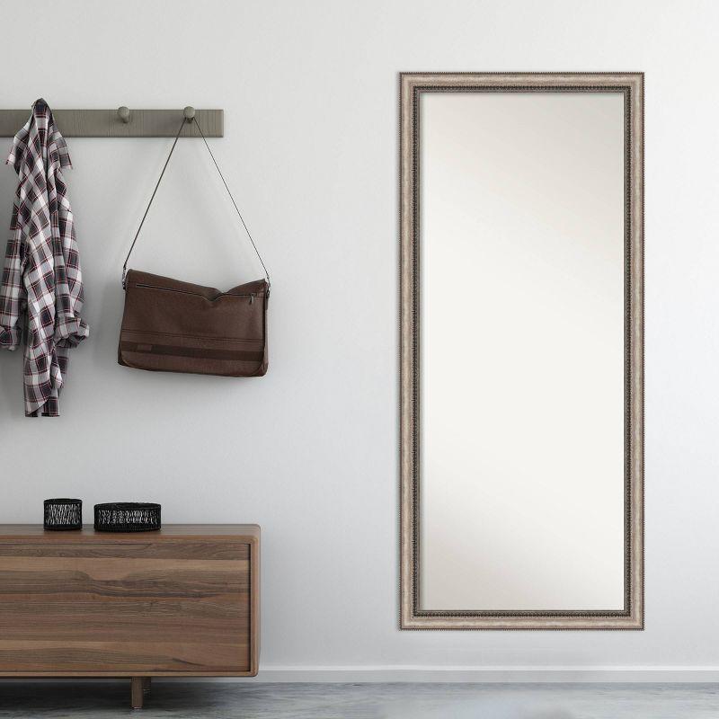 Lyla Ornate Framed Full Length Floor Leaner Mirror Silver - Amanti Art: Modern Rectangle, No Assembly Required