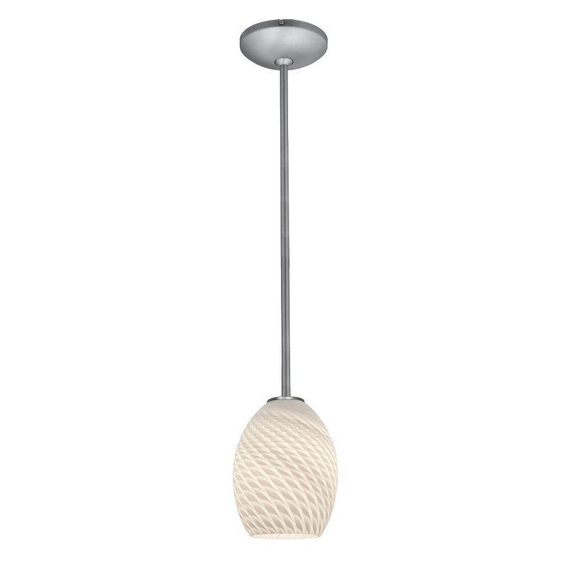 Brandy Firebird Brushed Steel Glass Pendant Light