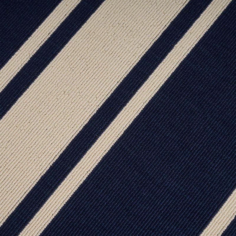 GDFStudio Coriander 5'3" x 7' Outdoor Striped Area Rug, Navy/Ivory