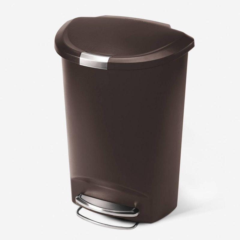 Simplehuman 50 Liter / 13 Gallon Semi-Round Kitchen Step Trash Can with Secure Slide Lock, Plastic