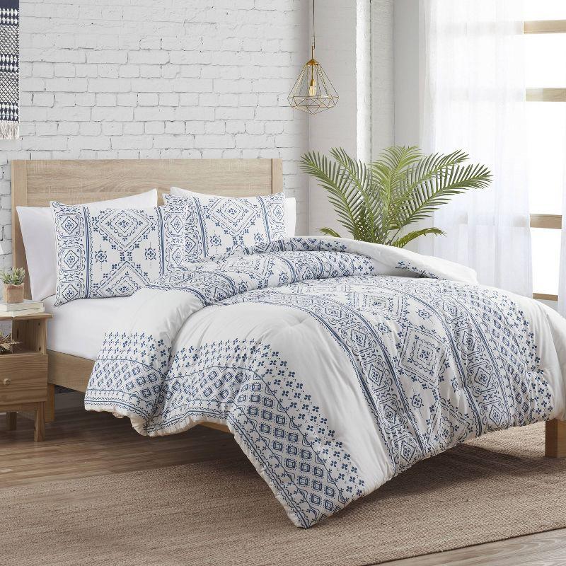 VCNY Denim 3-Piece Geometric Stripe Comforter Set