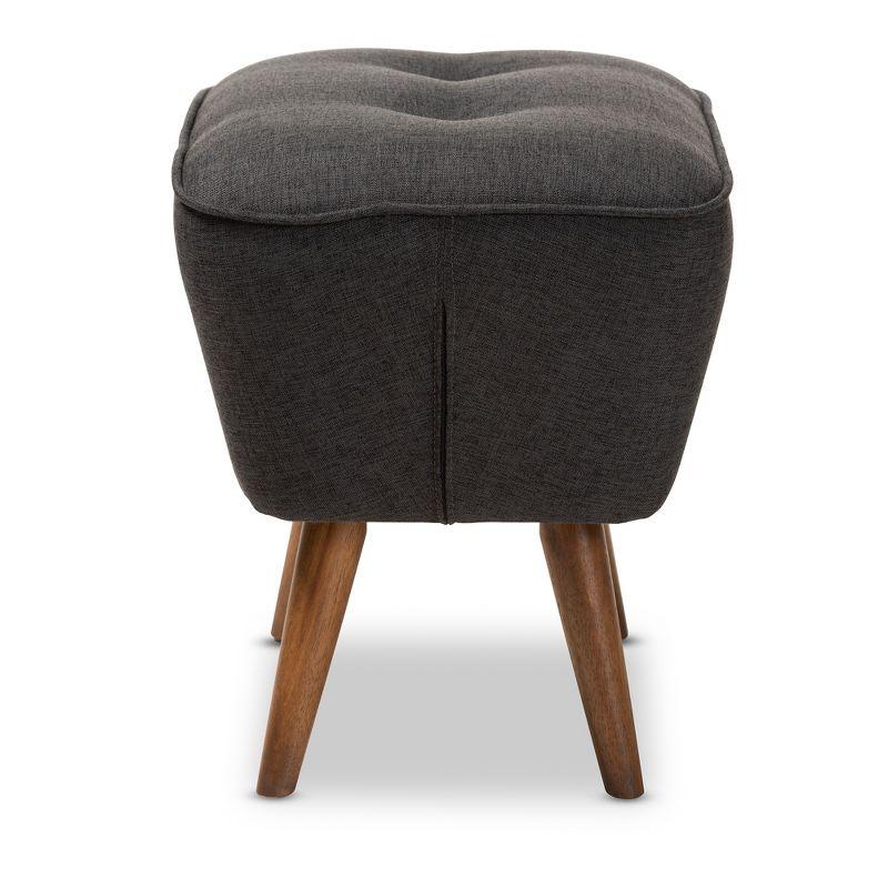 Petronelle Walnut Finished Wood Ottoman Dark Gray - Baxton Studio