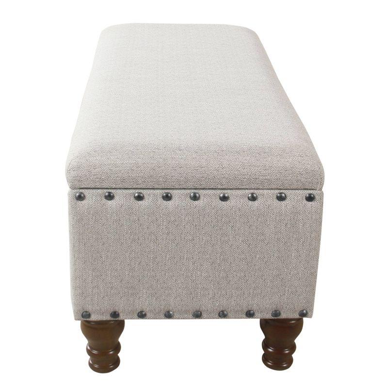 Large Storage Bench with Nailhead Trim Light Gray - HomePop: Multifunctional, Upholstered, Bedroom Entryway Seating
