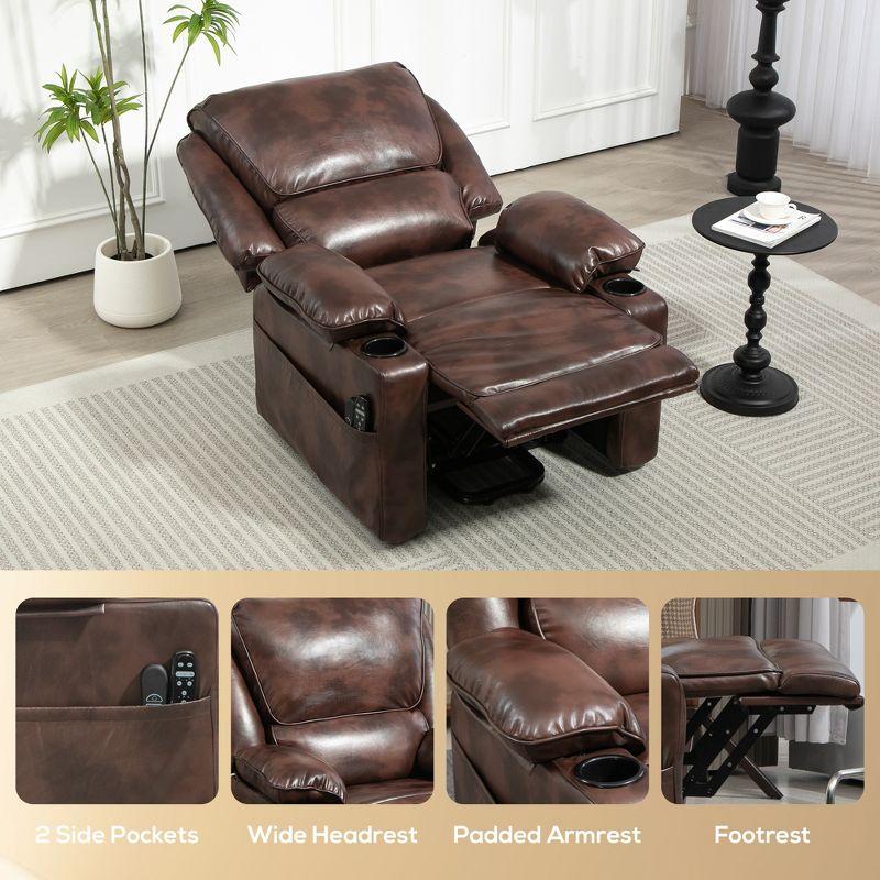 HOMCOM Power Lift Recliner Chair, Electric Heated Massage Reclining Chair with Remote, Side Pockets, Pocket Spring, Brown