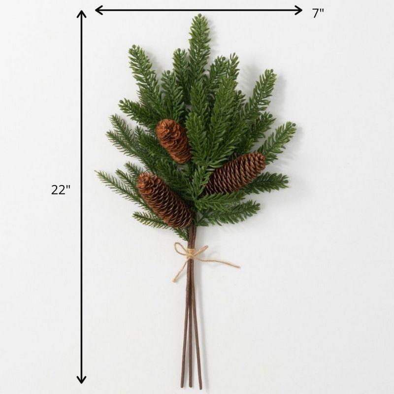 Green Pine and Pinecone Artificial Stem with Jute Rope