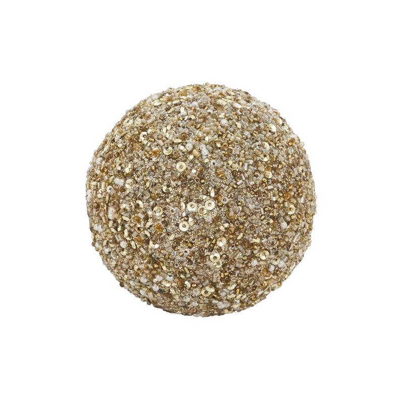 Gold Beaded Decorative Orb, 4 inches