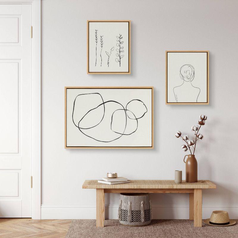 (Set of 3) 23" x 33" Sylvie Going in Circles and Minimalist Woman Framed Canvas Set Natural - Kate & Laurel All Things Decor: