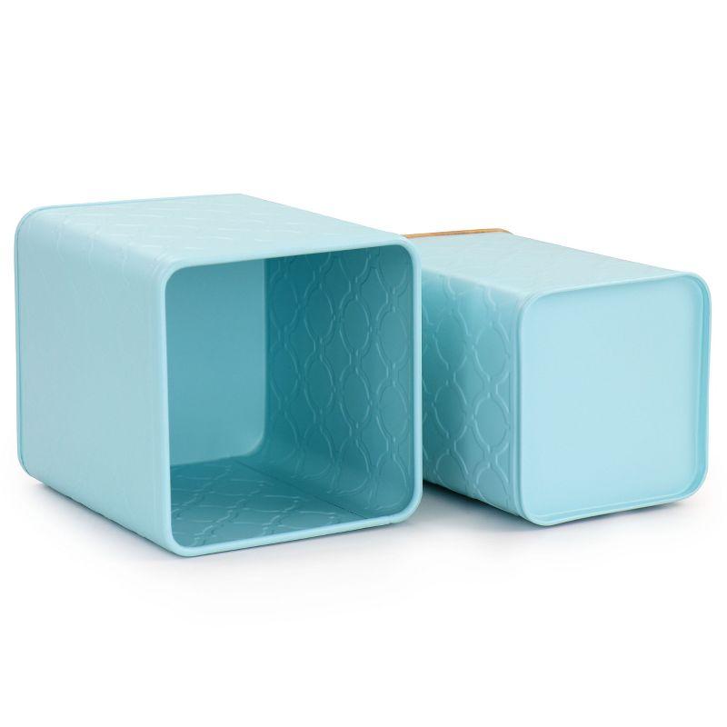 MegaChef 3 Piece Square Iron Canister Set in Turquoise