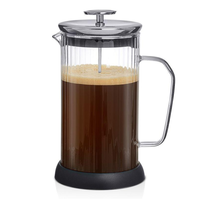 JoyJolt JG10327 JoyJolt Savor Fluted French Press Coffee and Tea Maker, 33.8oz
