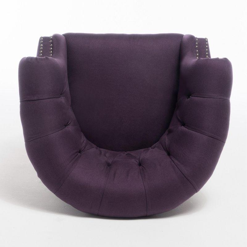 Akira Club Chair - Purple - Christopher Knight Home: Upholstered Barrel Accent, Hardwood Frame, 250lb Capacity