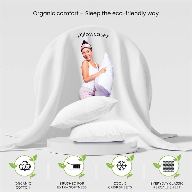 Purity Home King 300 Thread Count Organic Cotton Brushed Percale Pillowcase Light Gray: STANDARD 100 by OEKO-TEX Certified