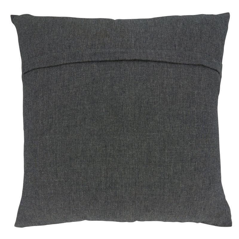 Gray Embroidered Cotton Square Pillow Cover 15.5"