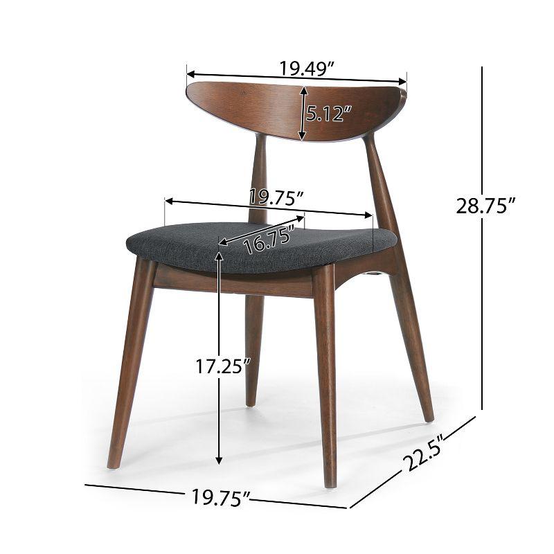 Christopher Knight Home Barron Mid Century Modern Rubberwood Fabric Upholstered Dining Chairs (Set of 2), Charcoal/Walnut