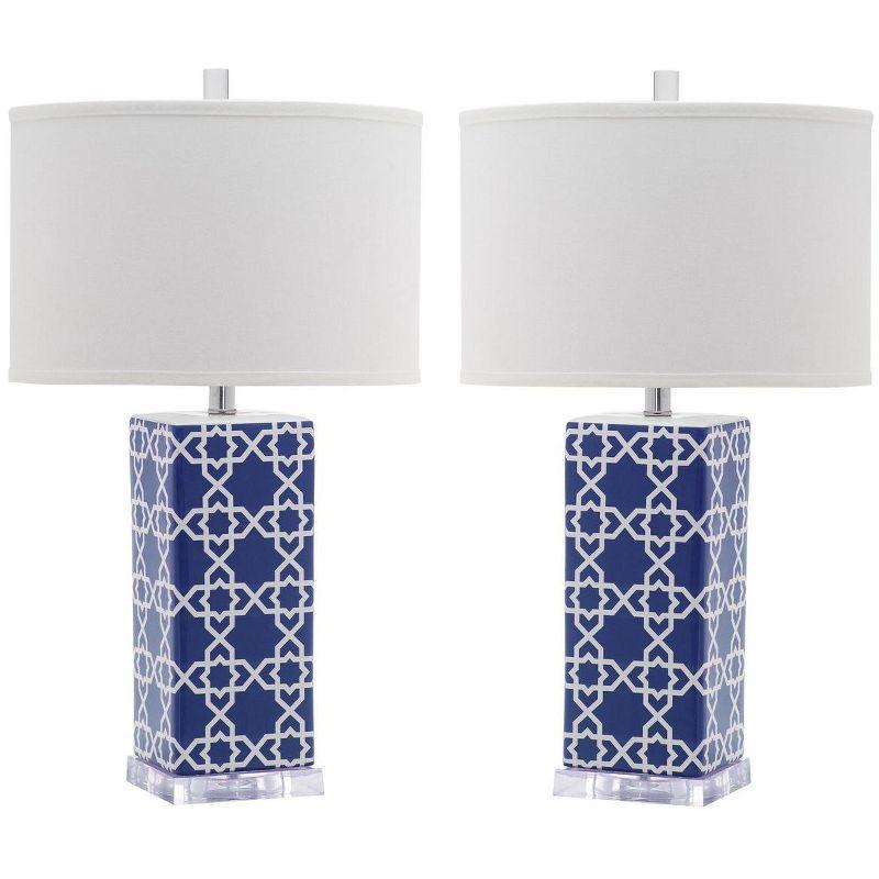 Quatrefoil Table Lamp (Set of 2) - Navy - Safavieh.