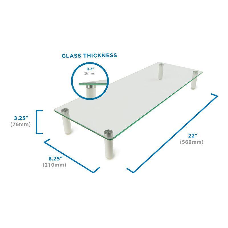 Mount-It! Glass Desktop Monitor Stand Riser | Raised Laptop Stand Organizer | 22 Inches Wide Clear Tempered Glass | Supports up to 44 Pounds