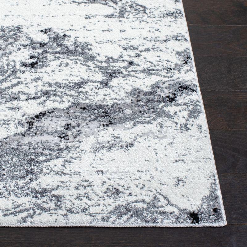 Ethereal Artistry Abstract Gray Synthetic 4' x 6' Area Rug