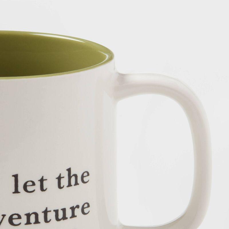 16oz Stoneware Let the Adventure Begin Mug Moss - Threshold™: Traditional Dark Green Coffee Mug, Dishwasher & Microwave Safe