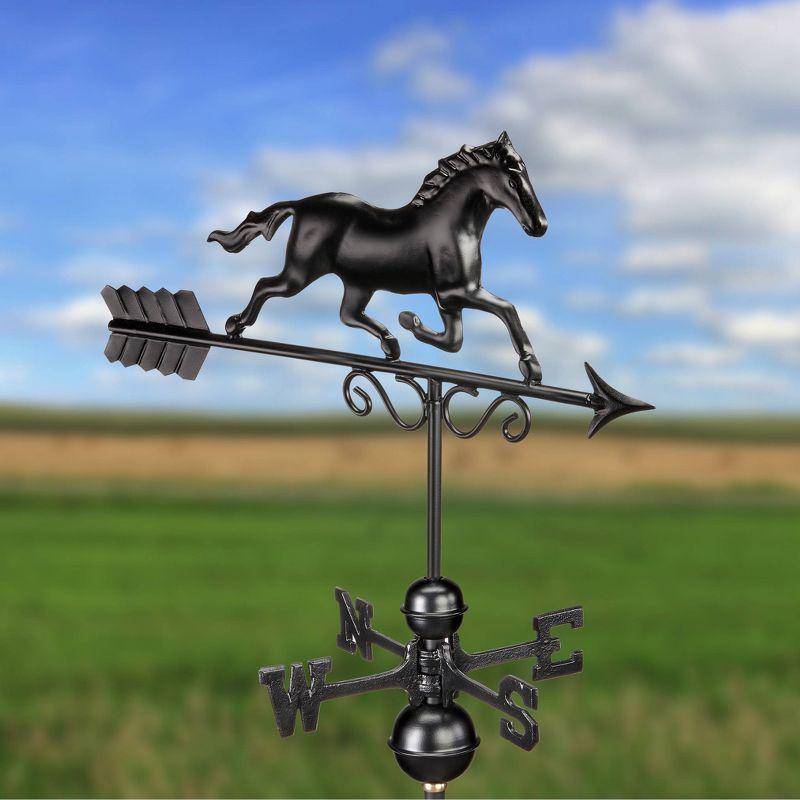 1974K Copper Galloping Horse Weathervane - Black - Good Directions: Outdoor Rooftop Decor, Easy-to-Install