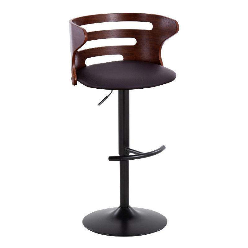 Cosi Adjustable Black Metal and Walnut Wood Swivel Barstool