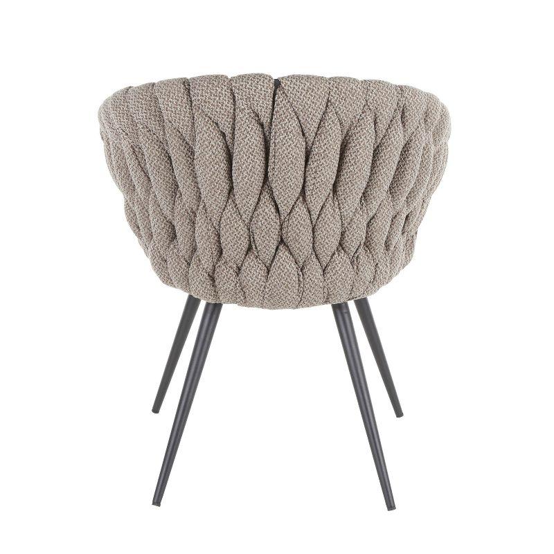 Gray Braided Faux Leather Accent Chair with Metal Legs