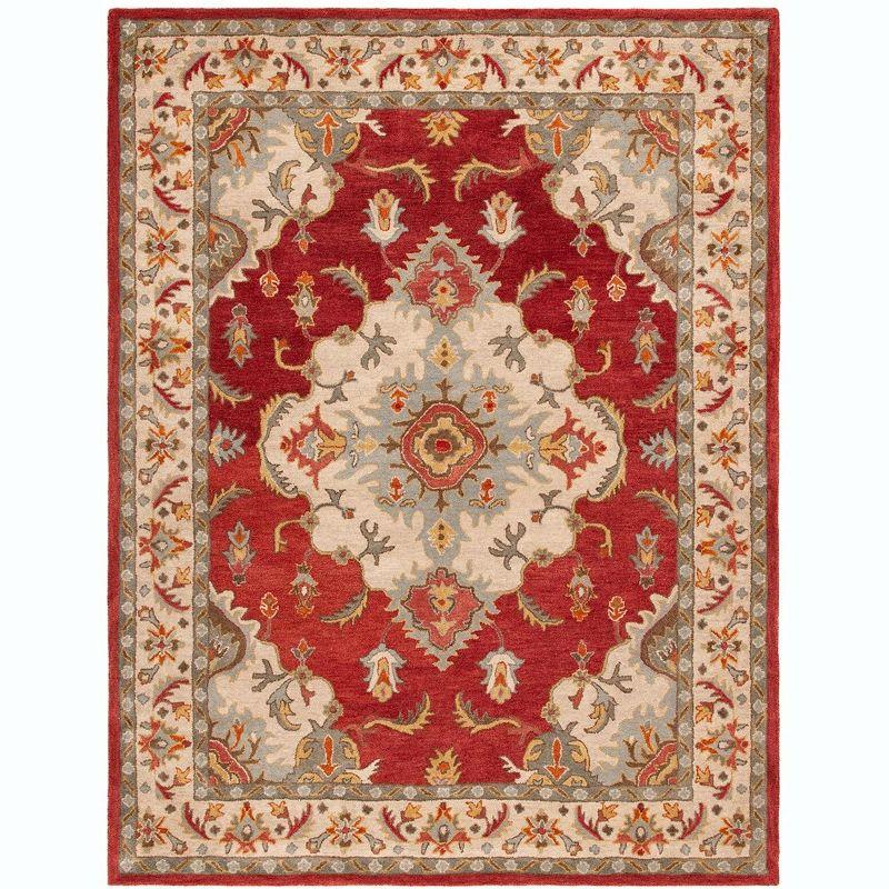 Red and Grey Handmade Wool Tufted 4' x 6' Area Rug