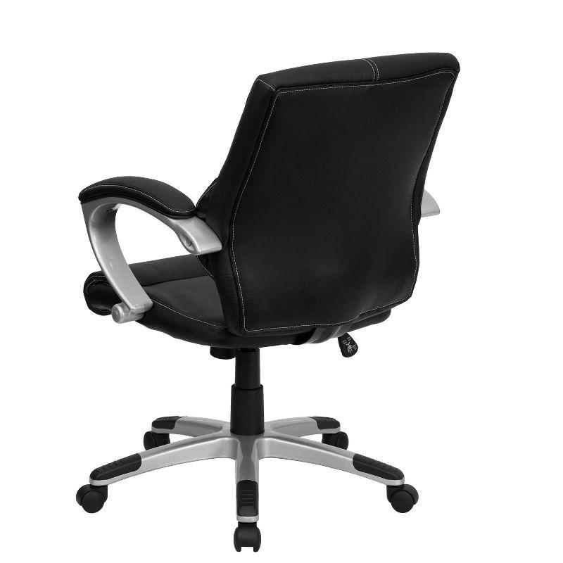 Flash Furniture Bodie Mid-Back Black LeatherSoft Contemporary Swivel Manager's Office Chair with Arms