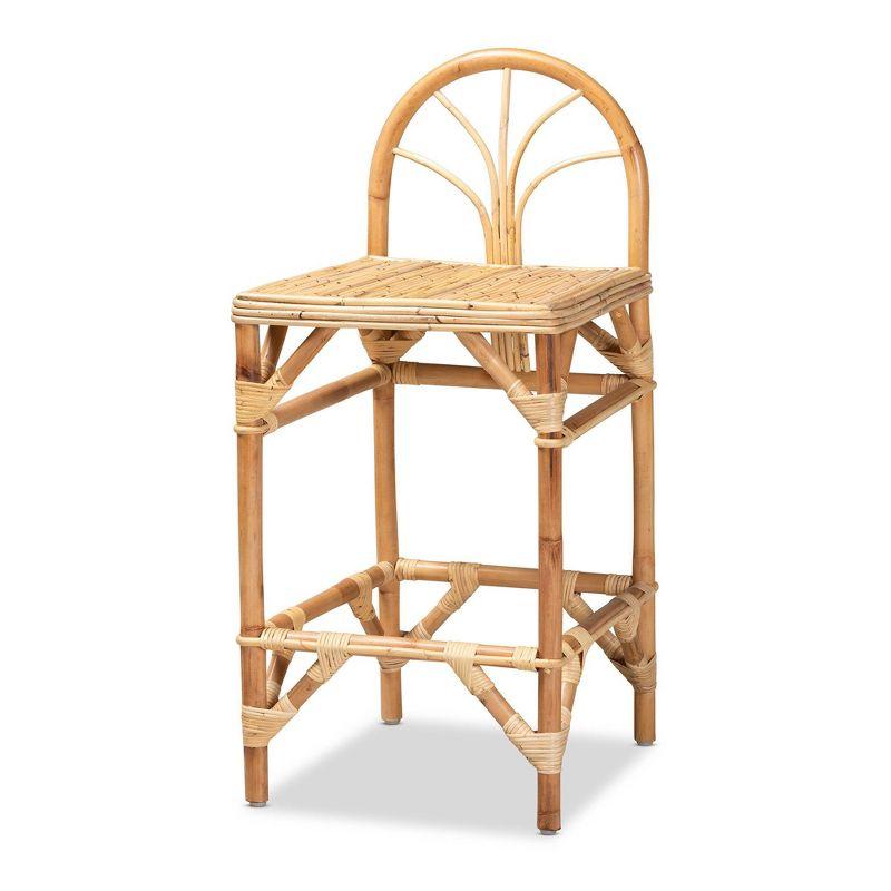 Seville Handmade Rattan Natural Counter Stool with Curved Backrest