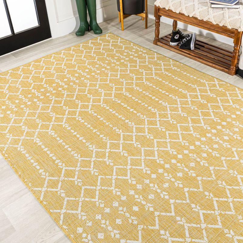 Ourika Moroccan Geometric Textured Weave Indoor/Outdoor Area Rug - JONATHAN Y