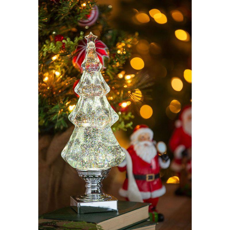 Evergreen Beautiful Christmas LED Liquid Motion Glitter Christmas Tree Table Top Decor - 5 x 5 x 14 Inches Indoor/Outdoor Decoration