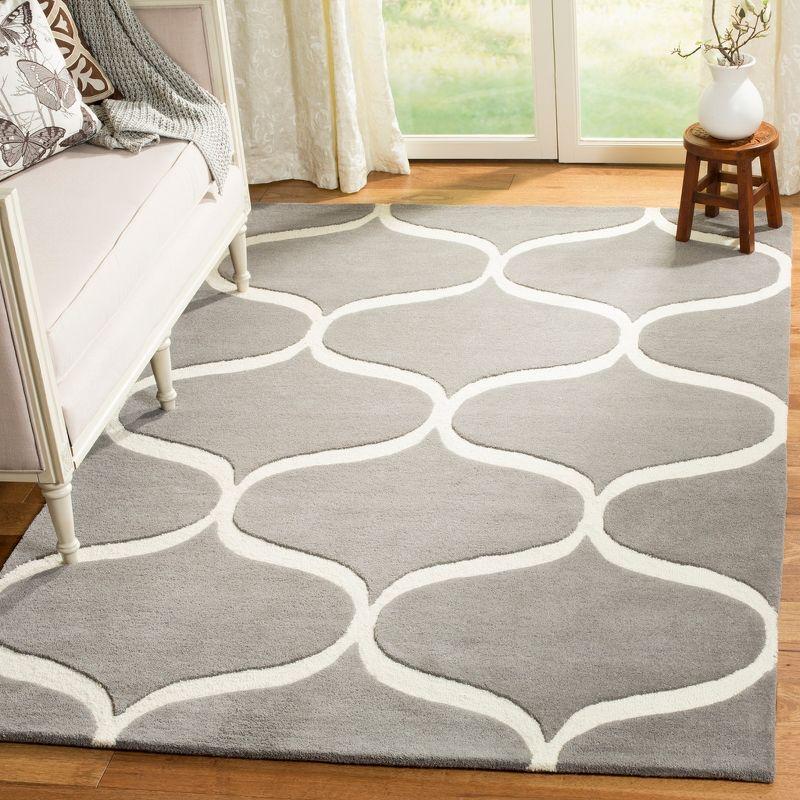 Handmade Dark Grey and Ivory Wool Area Rug, 3' x 5'