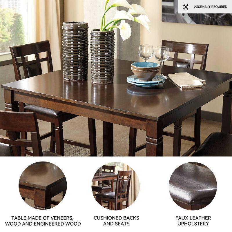 Bennox Counter Height Dining Table Set Brown: Faux Leather Stools, 5-Piece - Signature Design by Ashley
