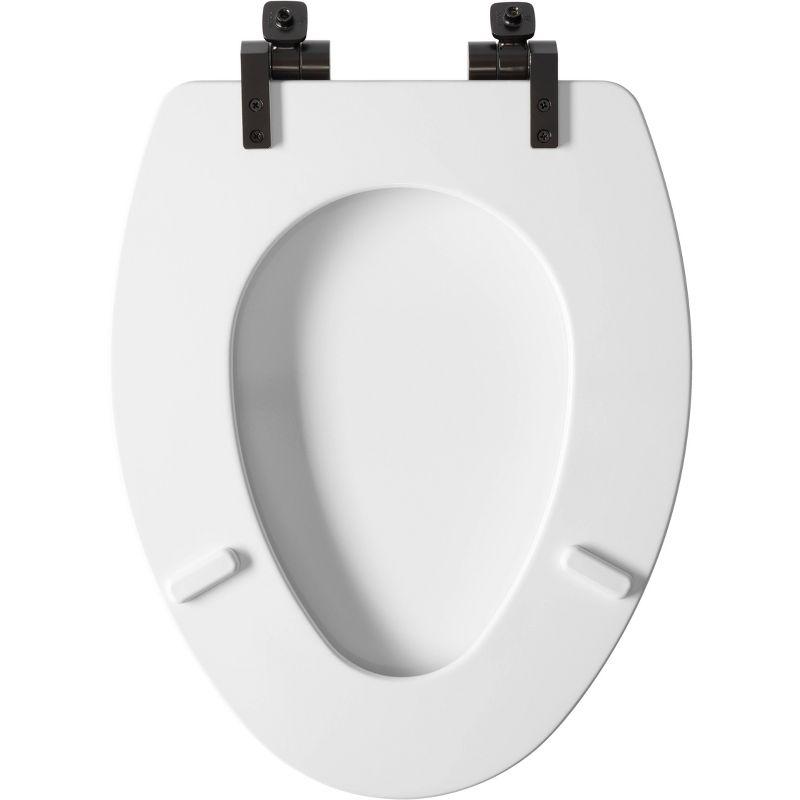 Mayfair by Bemis 7M1826MBSL 000 Bennett Toilet Seat with Metal Hinges, Slow Close Wood Seat, Easy Install, Elongated, White