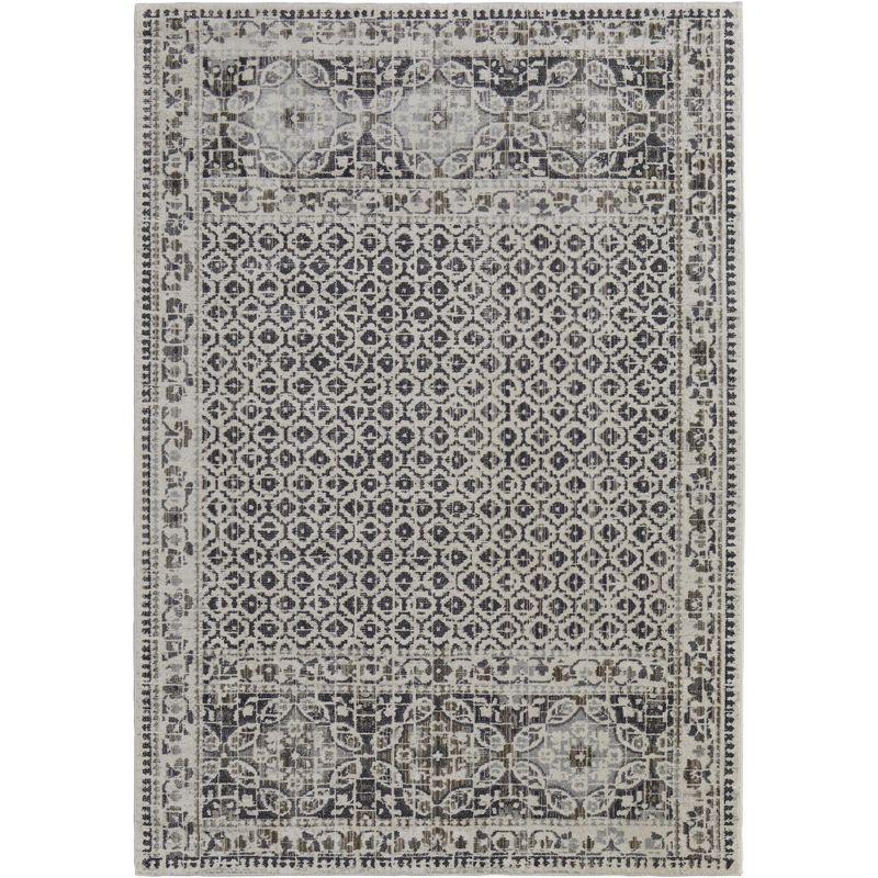 Ivory & Gray Reversible Rectangular Synthetic Area Rug 5'3" x 7'6"