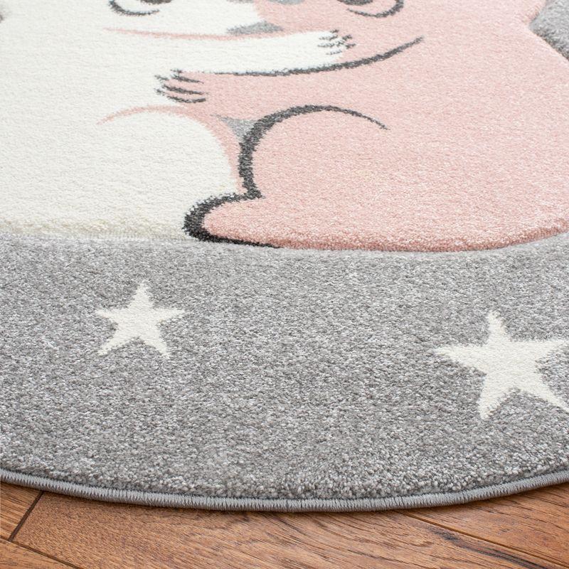 Ivory and Grey Round Kids' Koala Rug, 5'3"