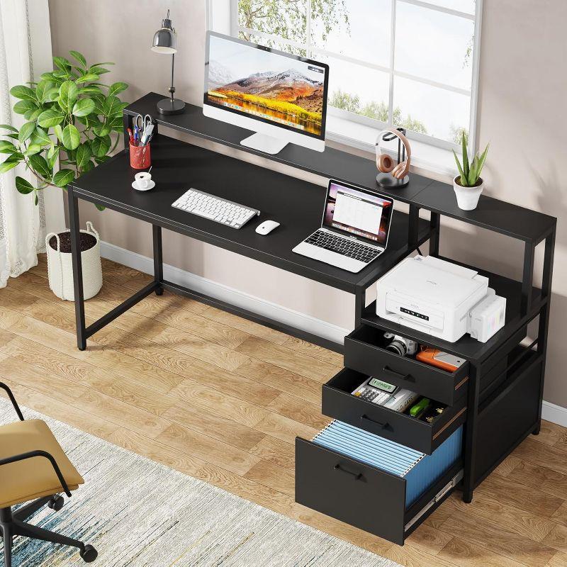 Tribesigns 63" Ergonomic Office Desk, Black