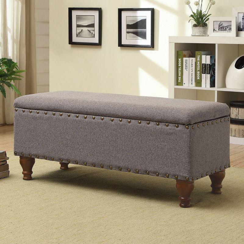 Large Storage Bench with Nailhead Trim - HomePop