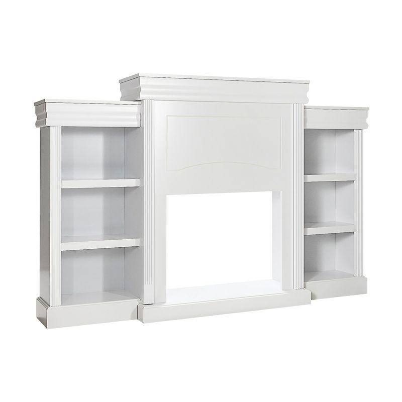 Costway 70'' Fireplace TV Stand Modern Media Entertainment Center Bookcase White\Black