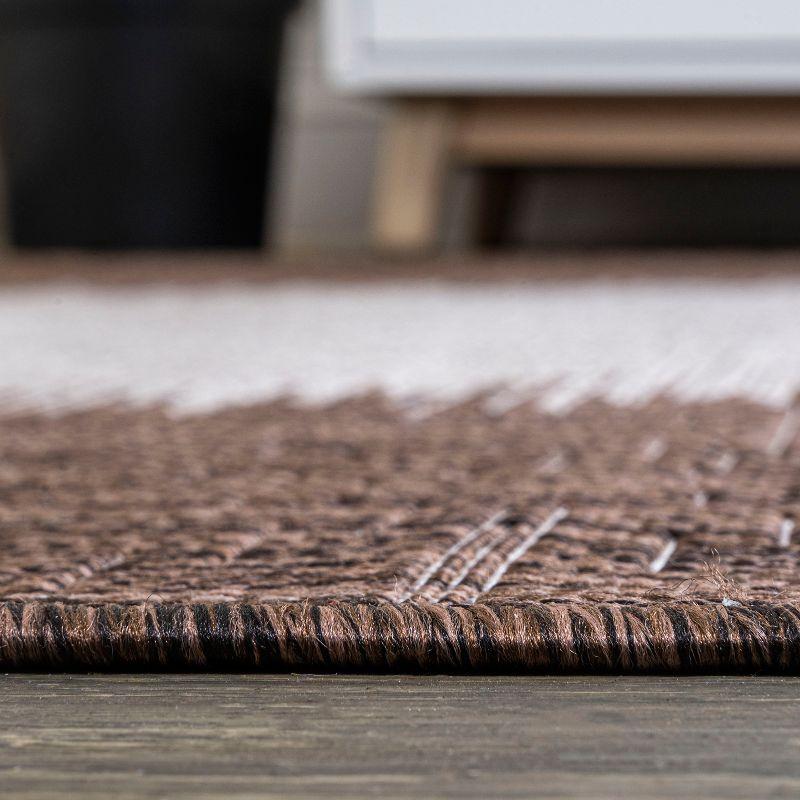 5'x8' Tavira Modern Strie' Indoor/Outdoor Area Rug, Brown/Beige - JONATHAN Y