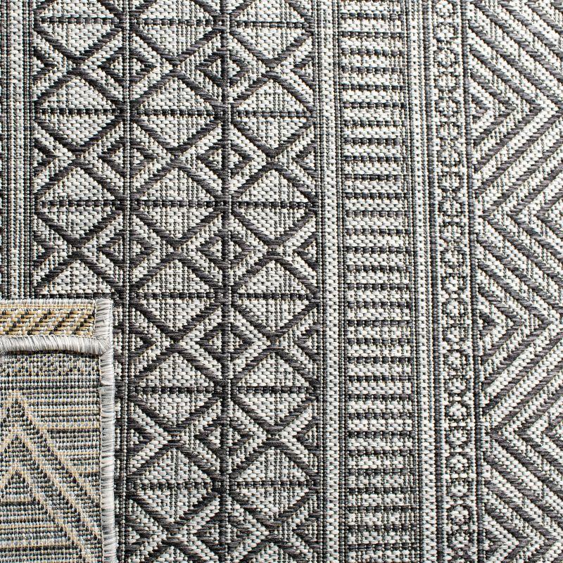 Courtyard Gray 47" Square Non-Slip Synthetic Outdoor Rug