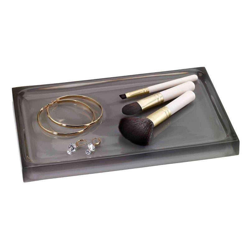 Smoke-Tinted Clear Resin Square Bathroom Tray