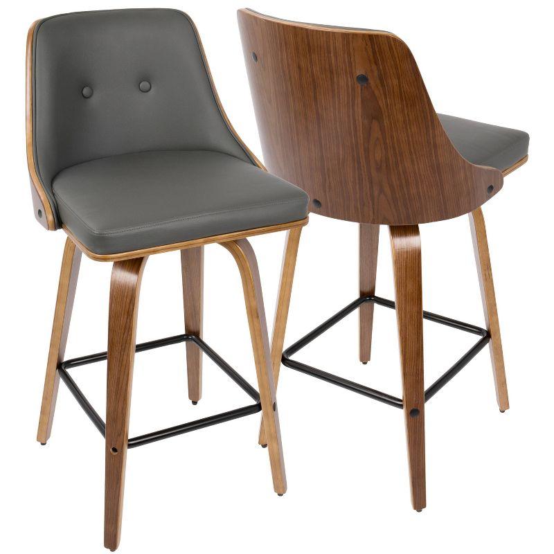 Gianna Gray and Walnut Swivel Counter Stools Set of 2