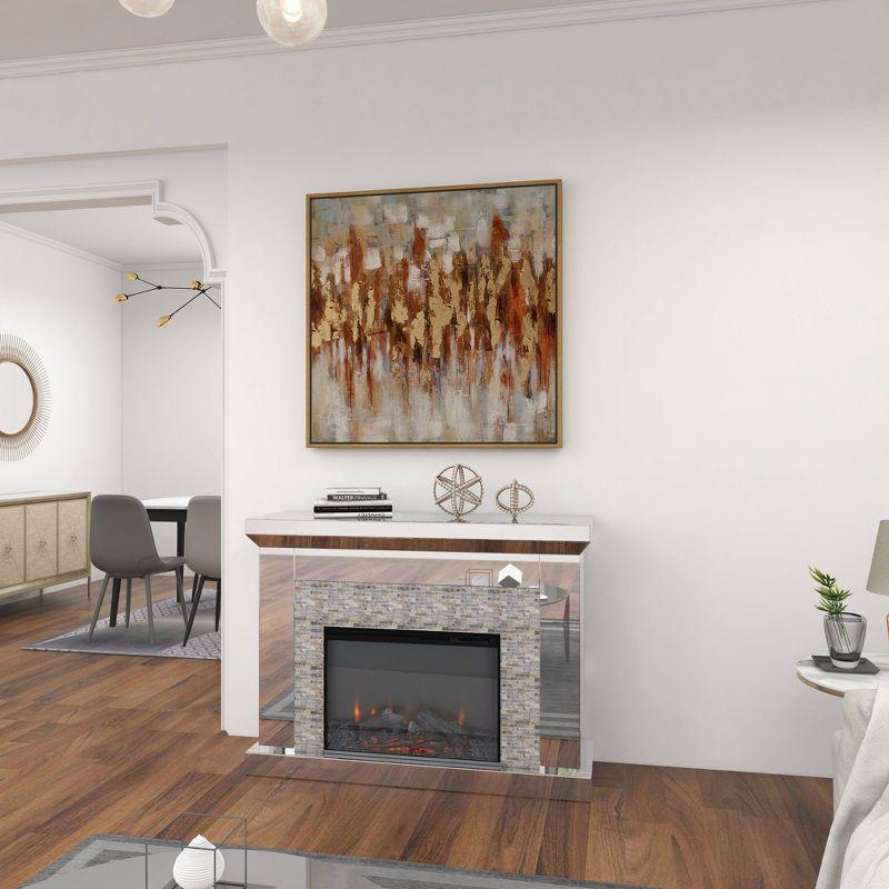 Canvas Abstract Framed Wall Art with Gold Frame Gold - Olivia & May: Elegant Decor, Vertical Orientation, Sawtooth Hanging