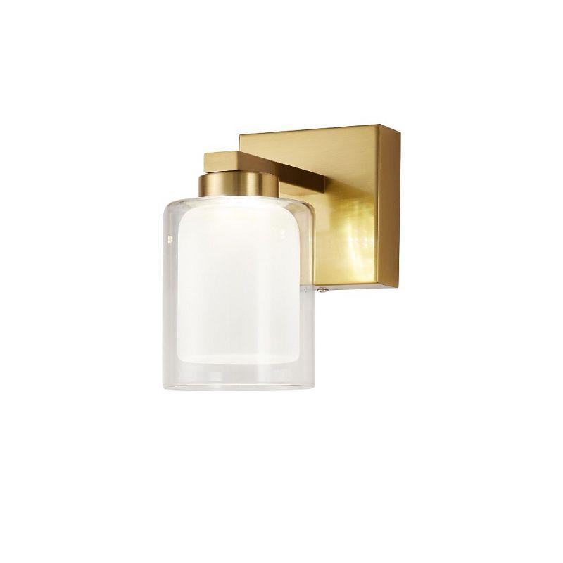 Brass and Clear Glass Dimmable LED Vanity Light