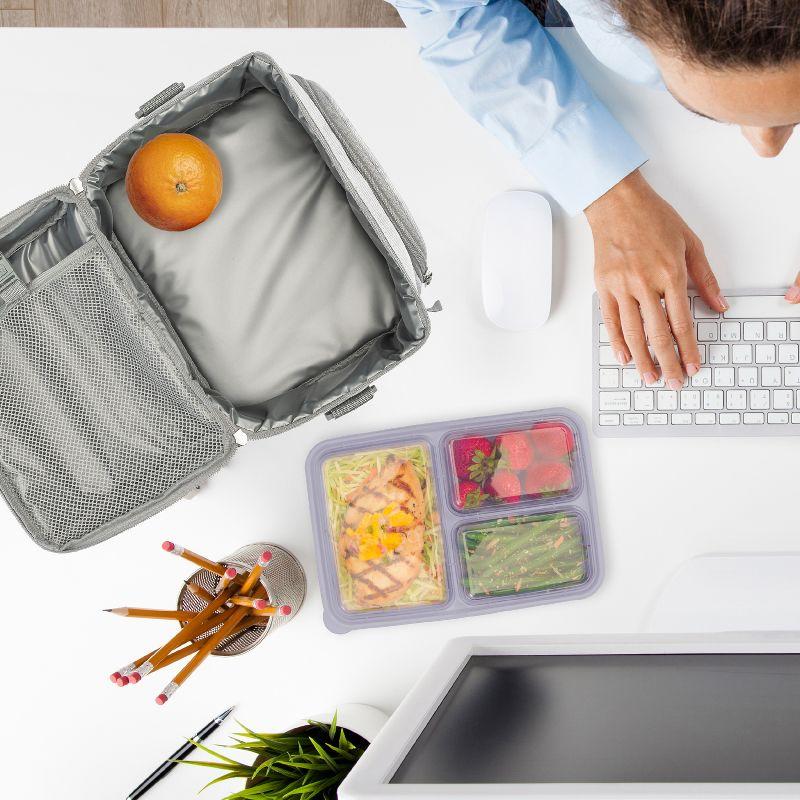 Bentgo Deluxe Lunch Bag, Durable & Insulated Bag, Internal Mesh Pocket & 2-Way Zippers - White Marble