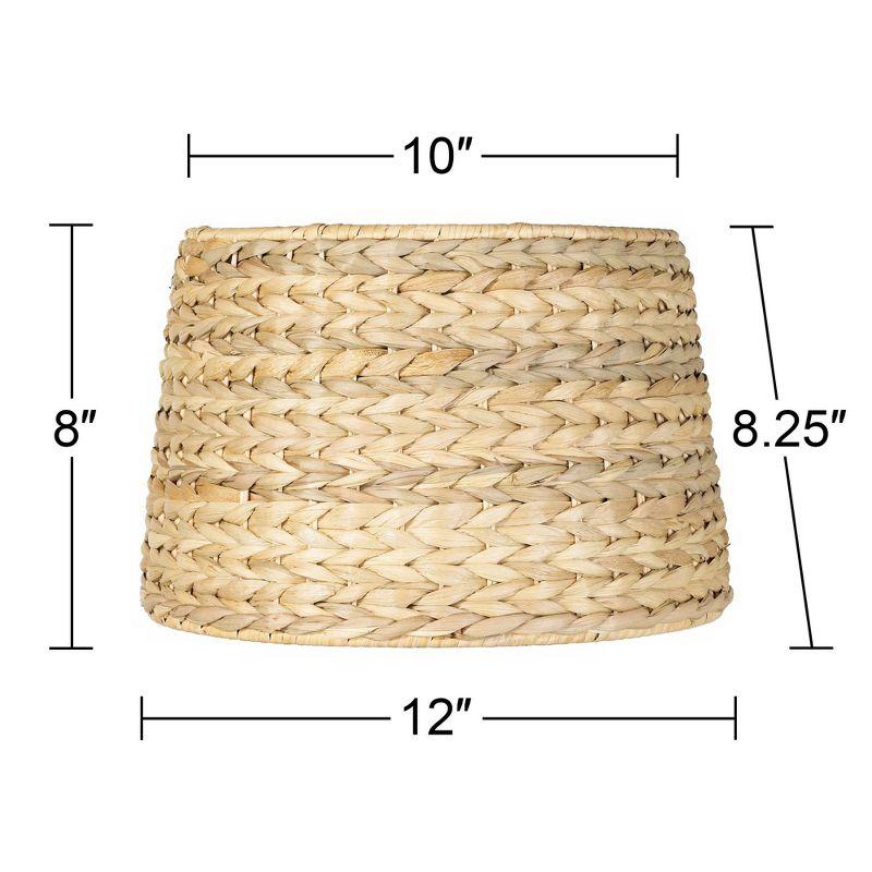 Springcrest Woven Seagrass Small Drum Lamp Shade 10" Top x 12" Bottom x 8.25" Slant x 8" High (Spider) Replacement with Harp and Finial